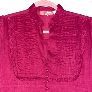 Lux 3/4 Sleeve, Pink Top with Tie Empire Waist